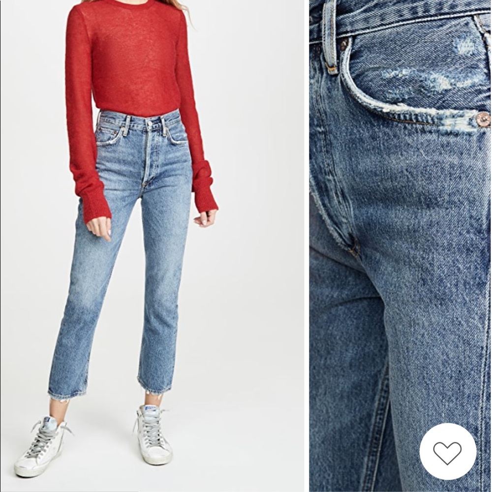 AGOLDE Riley Highrise Straight Crop in Frequency Wash Size 26